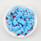 3D Father's Day Blue Tie Silicone Focal Beads with Red Bow Tie 20pcs