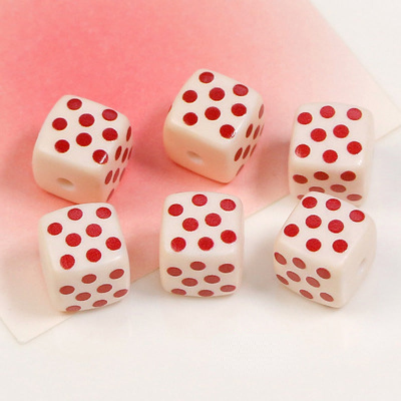 Heart Flower Square Acrylic Beads 14mm Colorful Pattern 10pcs 17