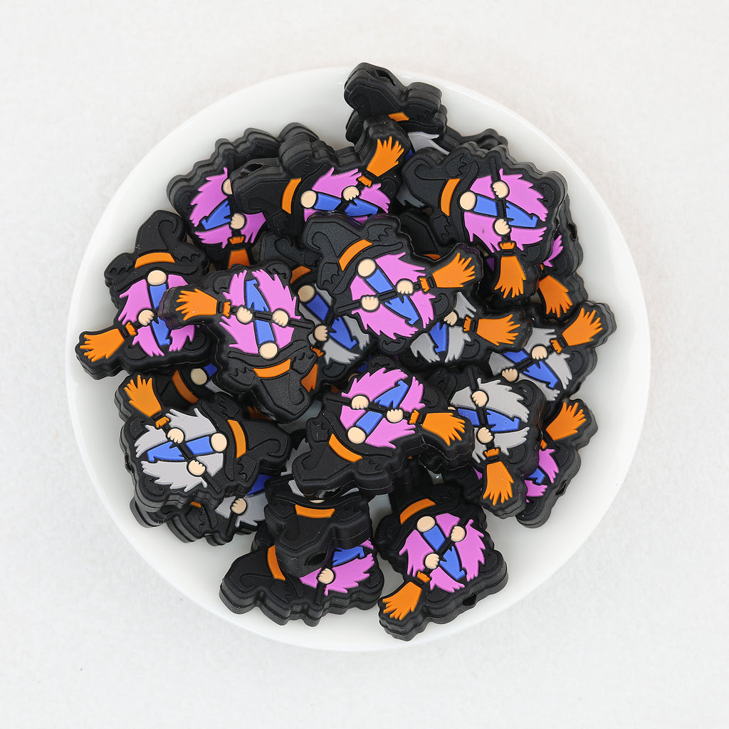 Halloween Broomstick Dwarf Silicone Focal Beads 20pcs 2