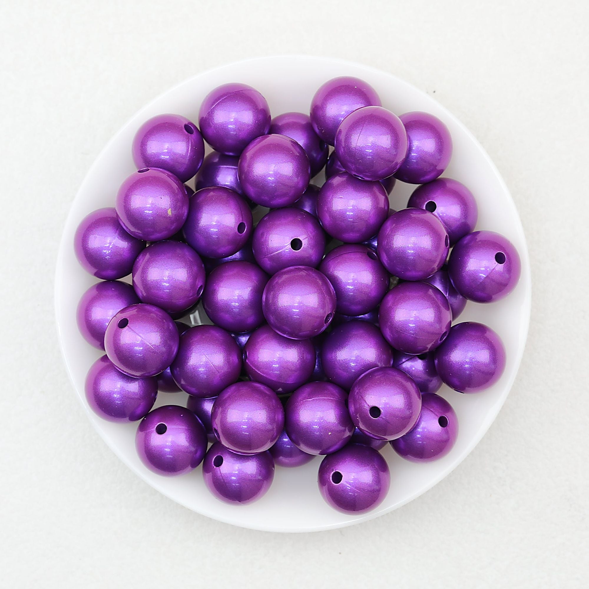 15mm Metallic Silicone Round Beads 50pcs - Crystal Purple