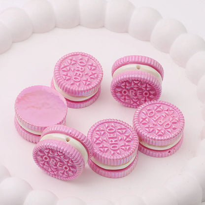 UV Plating Oreo Biscuit Resin Beads 12x23mm Glossy Multicolor 50pcs 4