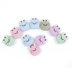 Silicone Focal Beads Frog Smiling Face Pastel Colors 20pcs 3