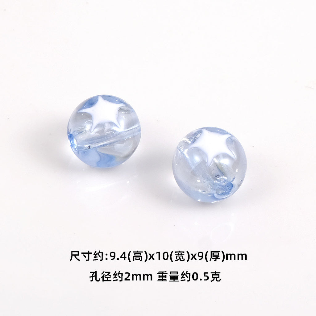 Star Pattern 10mm Acrylic Round Beads Shiny Surface 20pcs 4