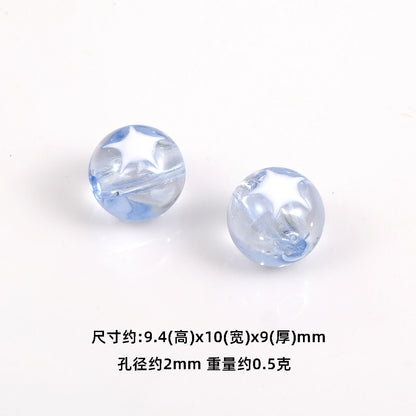 Star Pattern 10mm Acrylic Round Beads Shiny Surface 20pcs 4