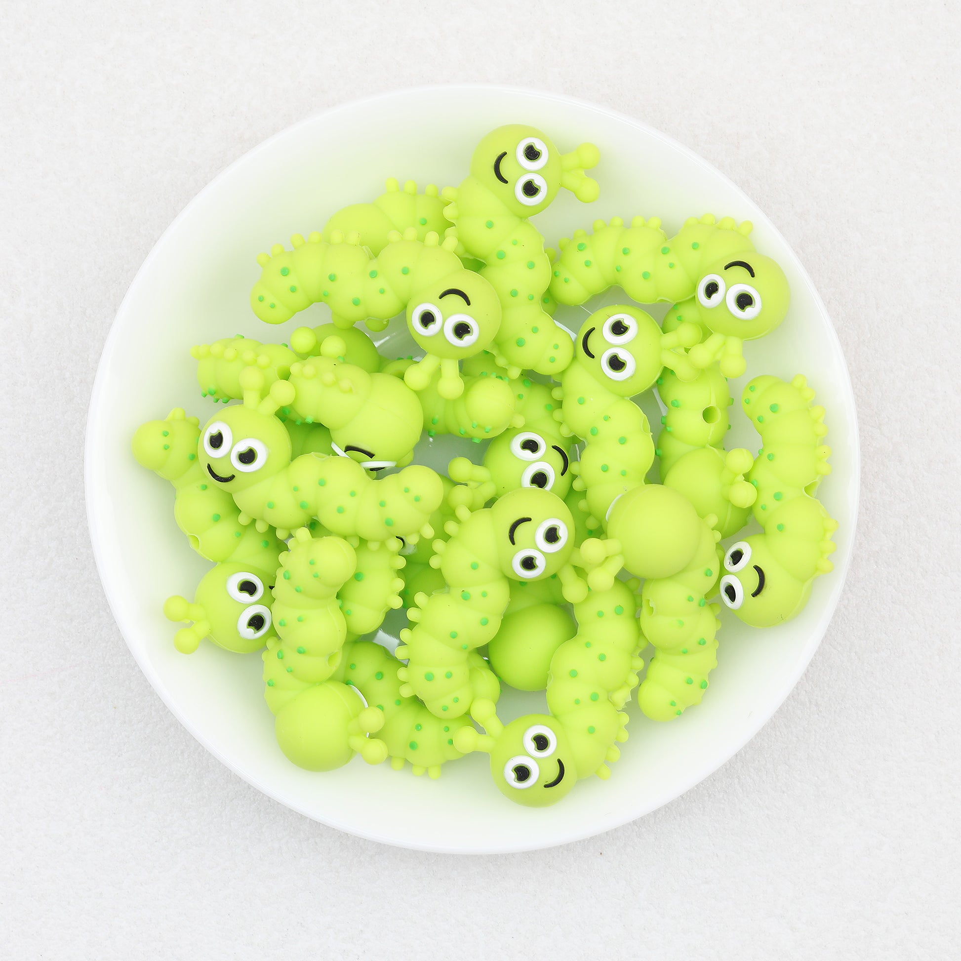3D Cute Caterpillar Silicone Focal Beads 20 Pcs 3