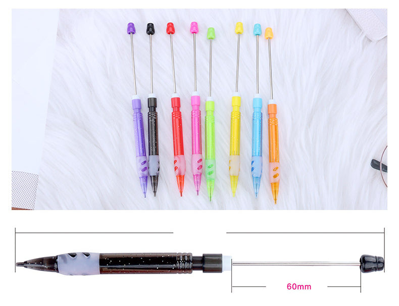 Beadable Mechanical Pencil Translucent Glittered Plastic Barrel 0.5mm 5