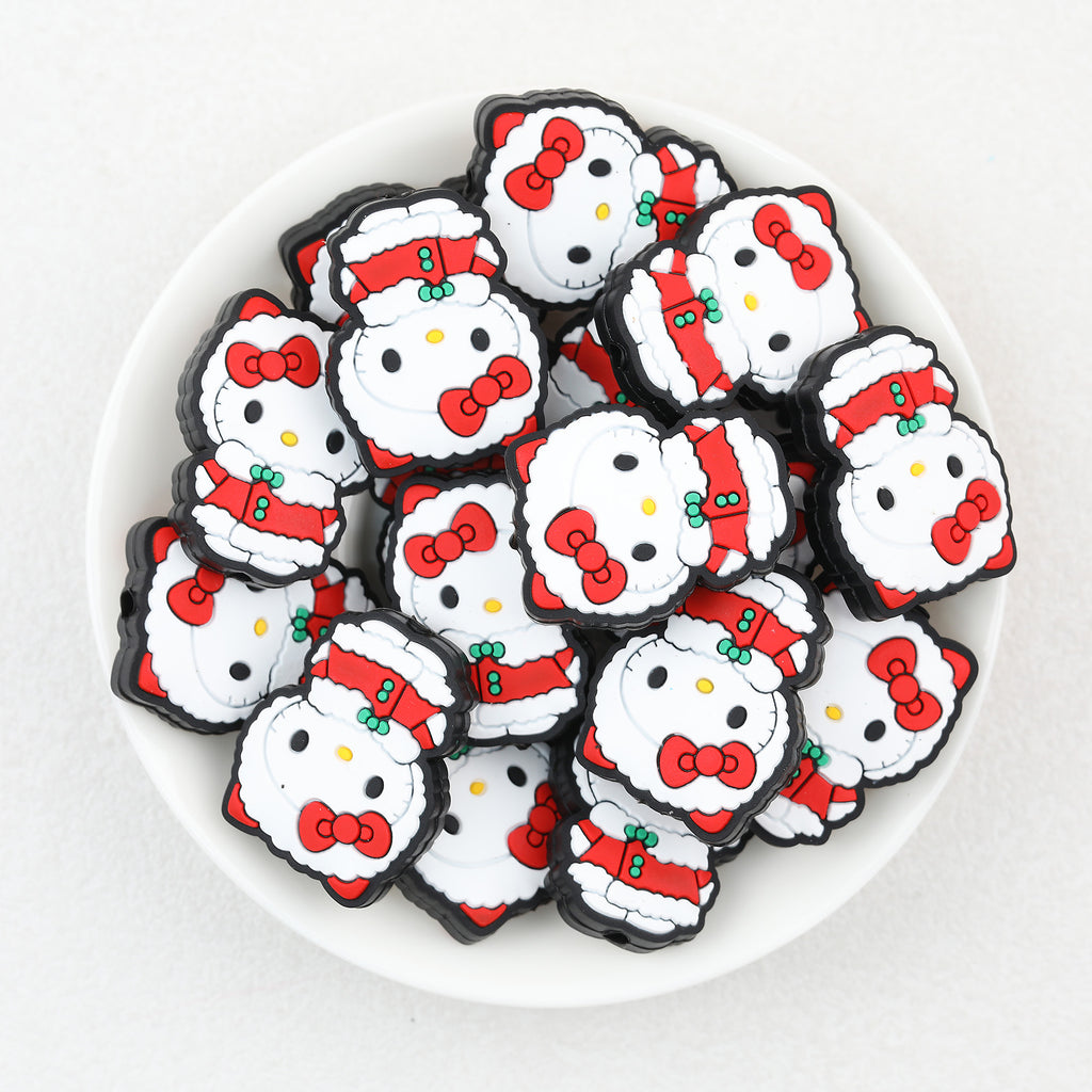 Christmas Kitty Silicone Focal Beads 20 pcs 2