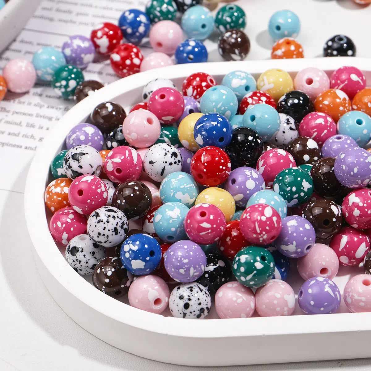 Colorful Speckled Acrylic Beads 12mm Round Mixed Colors 200pcs 18