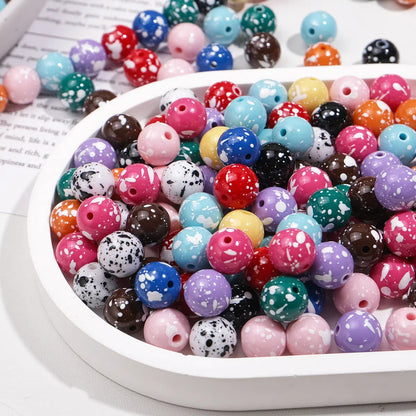 Colorful Speckled Acrylic Beads 12mm Round Mixed Colors 200pcs 18