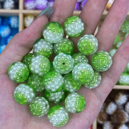 Dual Color Imitation Pearl Waxberry Resin Beads 16mm Glossy Bubblegum 10pcs 9