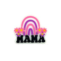 Silicone Focal Beads Rainbow Flower Mama Text Design 20pcs