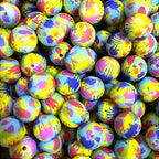 15mm Silicone Beads Printed Splatter Paint Design 50pcs 2