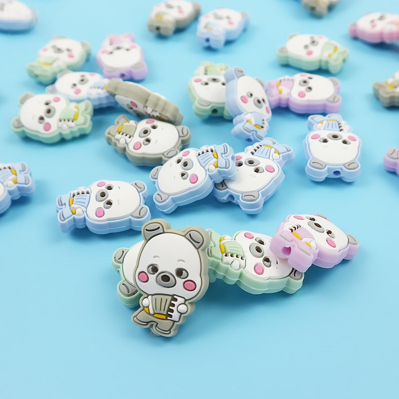 Silicone Focal Beads Panda Accordion Holding Instrument 20pcs