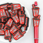  Red Coke Straw Cup Silicone Focal Beads 20Pcs