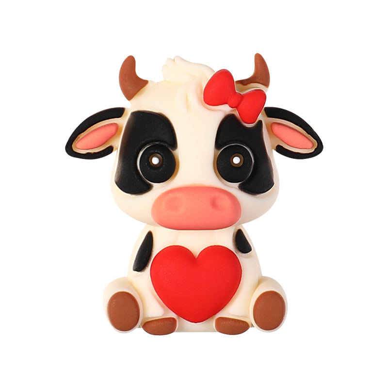 Silicone 3D Focal Beads Valentine Animal Love Holding Heart 20pcs 10