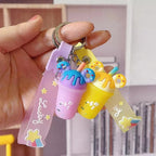 Silicone Ice Cream Cup Cartoon Food Keychain with Donut Ears