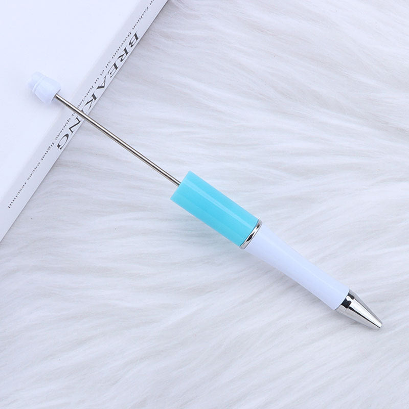 Beadable Pens Wholesale, Two Color Plastic Pastel White Barrel Ballpoint, 11.5mm x 145mm