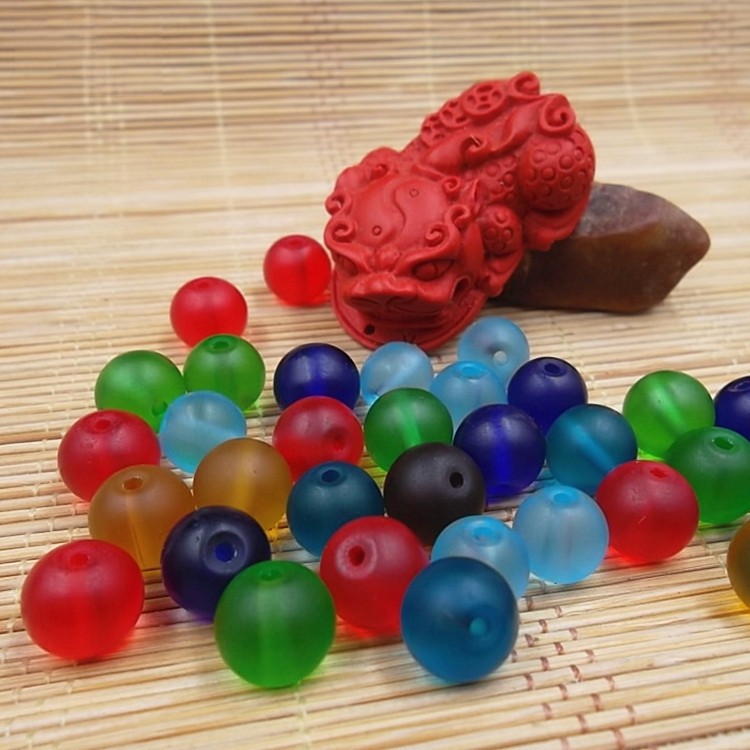 Frosted Round Glass Beads 6mm Assorted Colors Matte Finish 100pcs 4