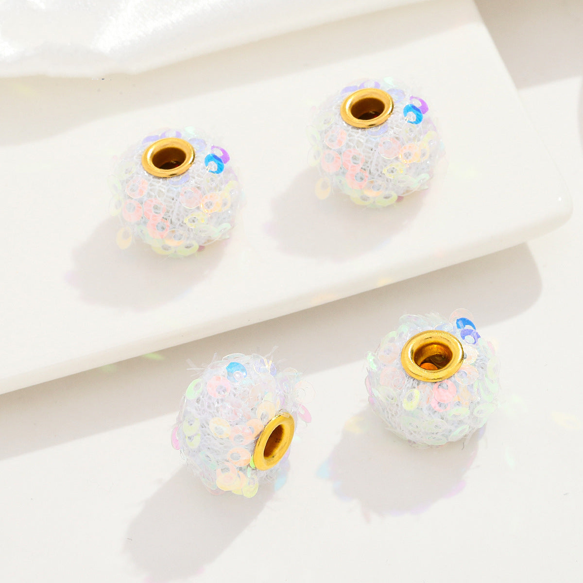 Fabric Glitter Sequin Spacer Beads 16mm 50pcs 6