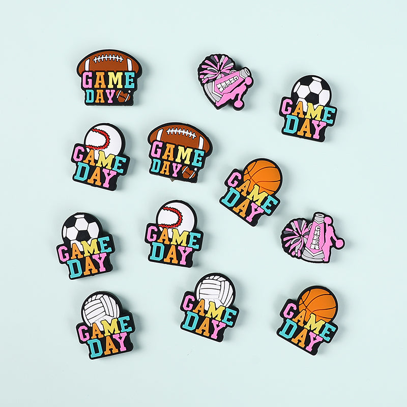 Silicone Focal Beads Ball Game Match Day Text 20pcs