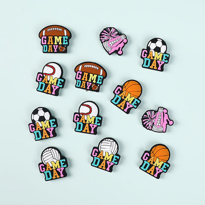 Silicone Focal Beads Ball Game Match Day Text 20pcs