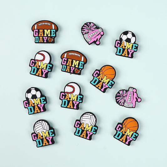 Silicone Focal Beads Ball Game Match Day Text 20pcs