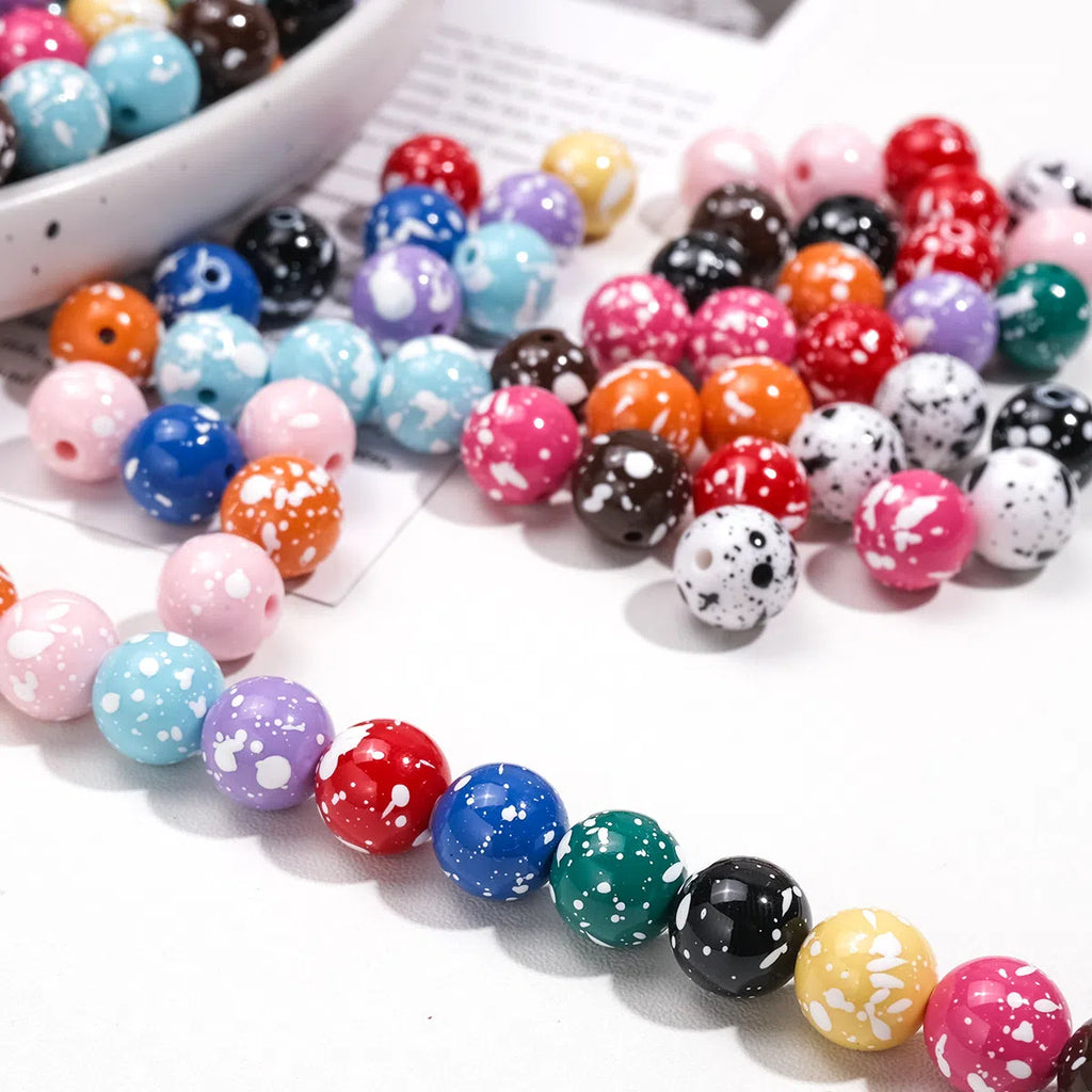 Colorful Speckled Acrylic Beads 12mm Round Mixed Colors 200pcs 4