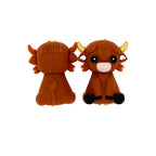 Silicone 3D Focal Beads Highland Cow Textured Fur Curling Horns
