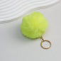 Pom Pom Keychain Plush Violet Faux Fur Ball Gold Ring 8cm - Yellow