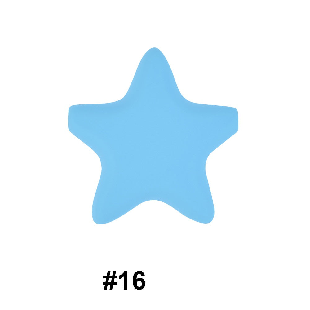 Star Shaped 45mm Silicone Beads Smooth Surface 50pcs 16