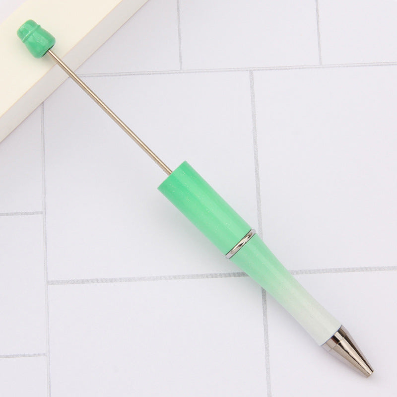 Beadable Plastic Pens Wholesale, Pearlescent Gradient Three-Color Transitions Ballpoint Ink, 11.5mm x 145mm