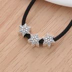 Snowflake Metal Beads 10mm Silver Tone Large Hole 50pcs