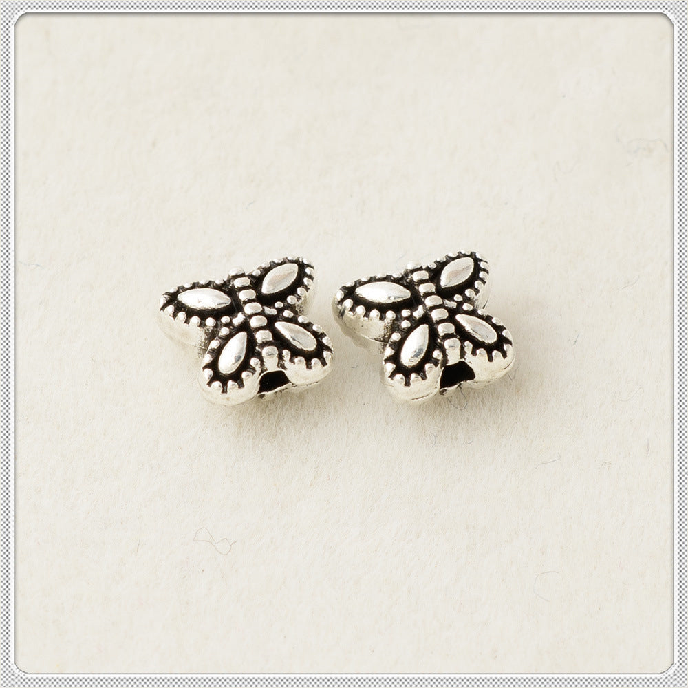 Butterfly Metal Beads 6.3x5.4mm Vintage Chubby Antique Silver 100pcs 2