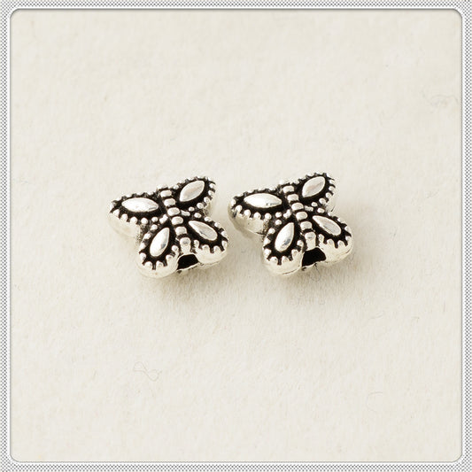 Butterfly Metal Beads 6.3x5.4mm Vintage Chubby Antique Silver 100pcs 2