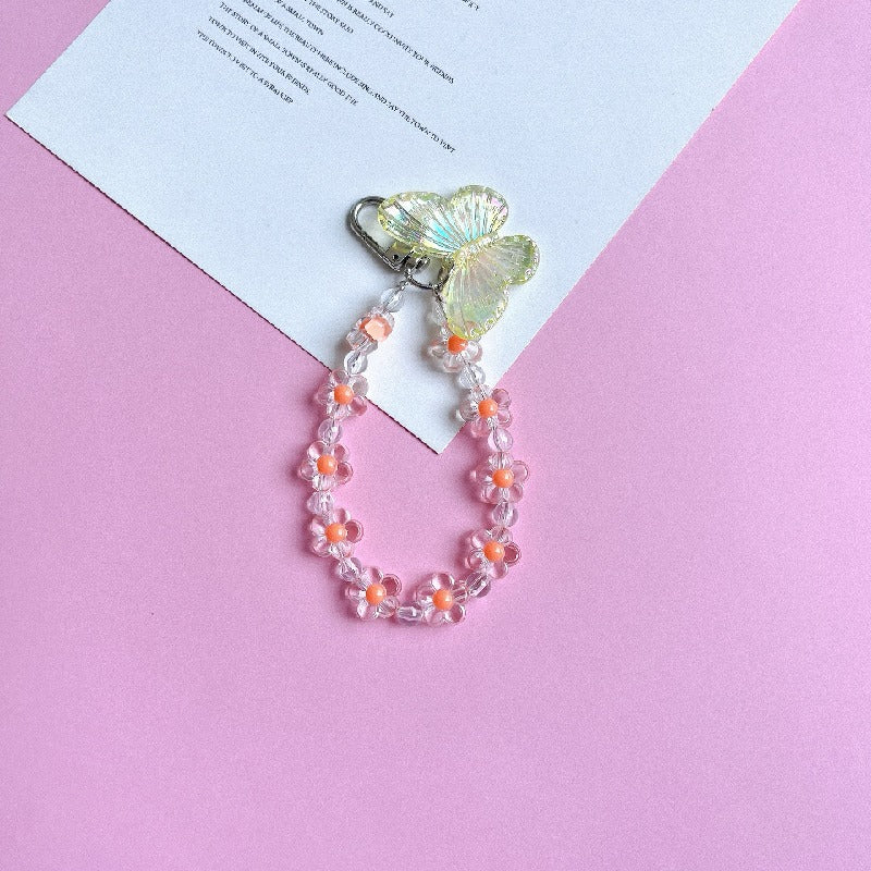 Acrylic Flower Laser Butterfly Beaded Keychain Translucent Colorful 7