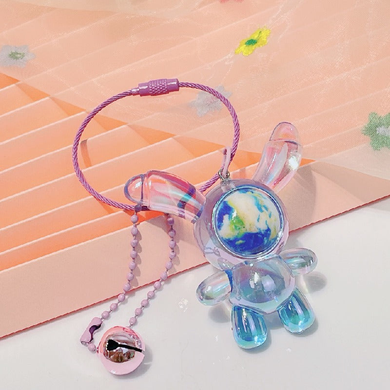 Acrylic Bunny Keychain Cartoon Colorful Crystal Long Ear Charm 2