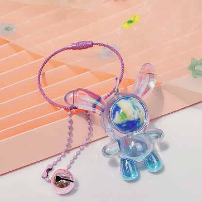 Acrylic Bunny Keychain Cartoon Colorful Crystal Long Ear Charm 2