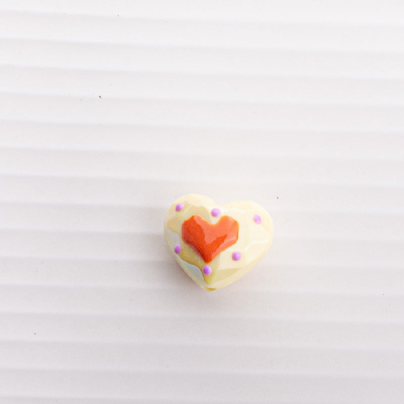 Hand Drawn Acrylic Heart Beads 19.4x17mm Pastel Faceted 5pcs 5