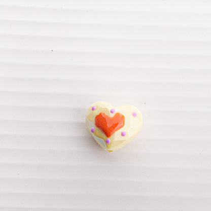 Hand Drawn Acrylic Heart Beads 19.4x17mm Pastel Faceted 5pcs 5