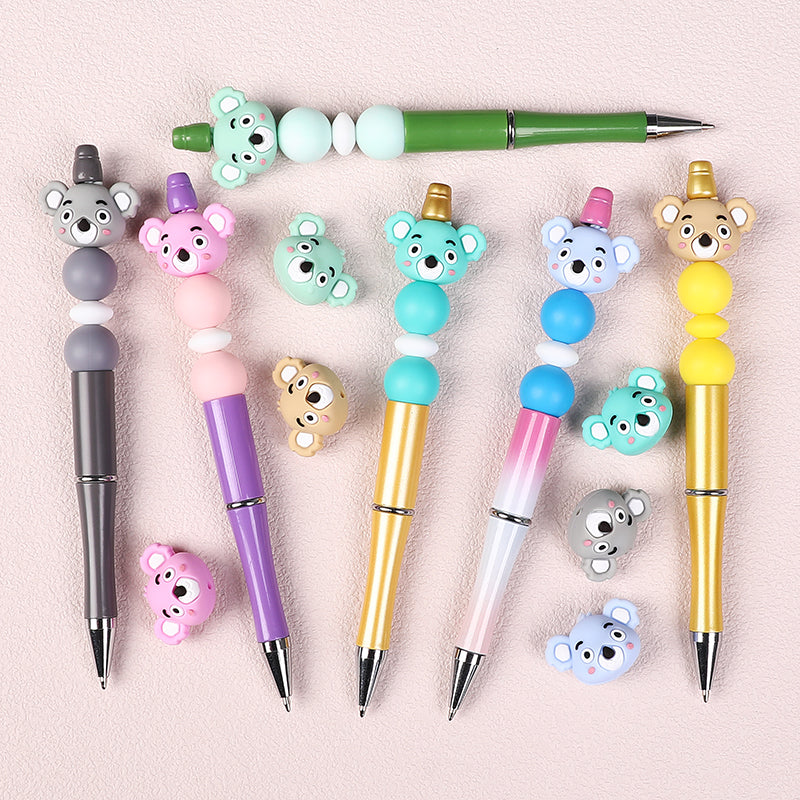 Silicone 3D Focal Beads Koala Head Multi Color Pastel Shades 20pcs 6