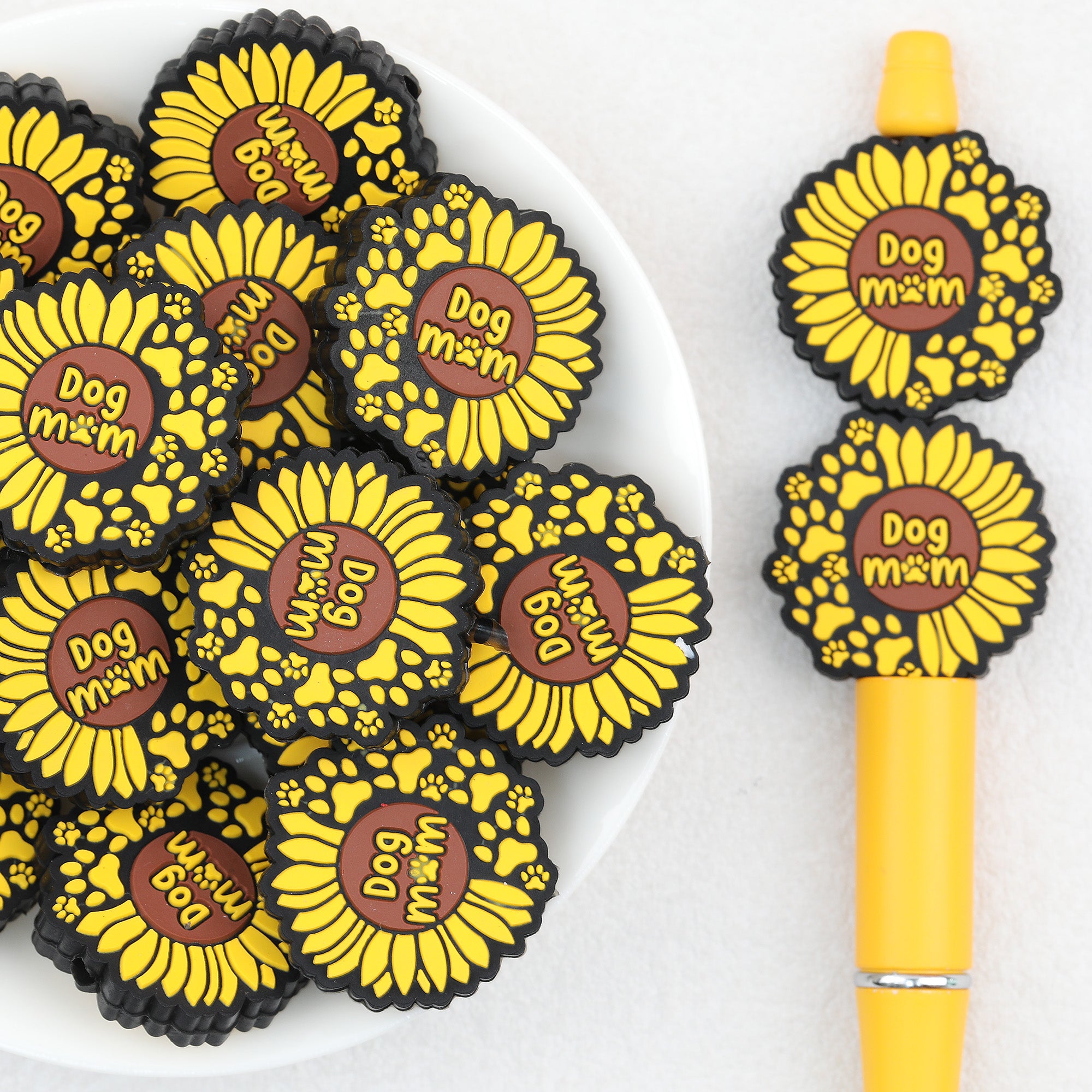 Mother Day Dog Claw Sunflower Silicone Focal Beads 20Pcs 