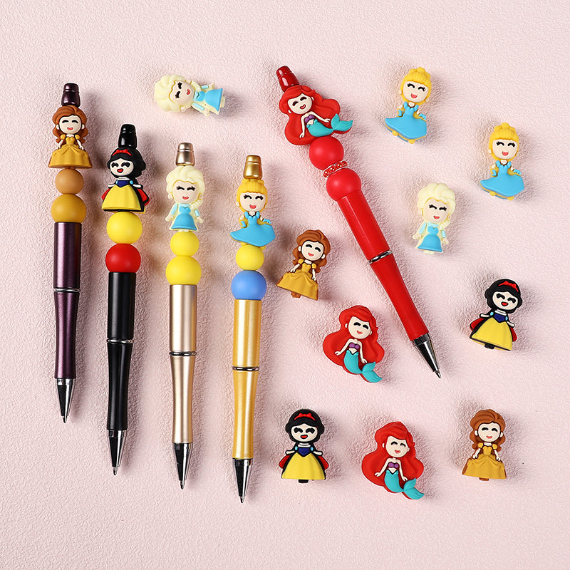 Silicone 3D Focal Beads Princess Smiling Face Colorful Design 7