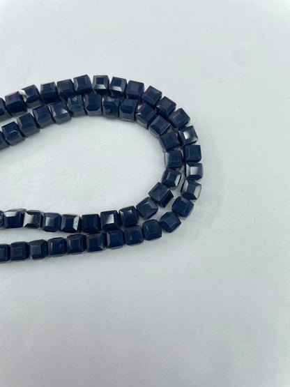 Electroplated Square Glass Beads 6mm Colorful Reflective 96pcs 16