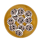 Silicone Focal Beads Smiley Face White Brown Checkered Pattern 20pcs 2