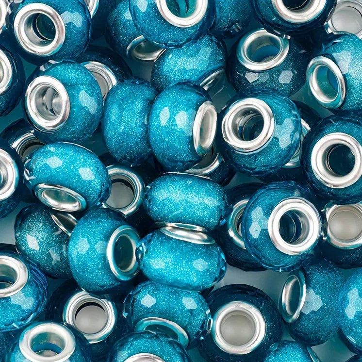 Faceted Glitter Resin Spacer Beads 14mm Mixed Colors 50pcs 14