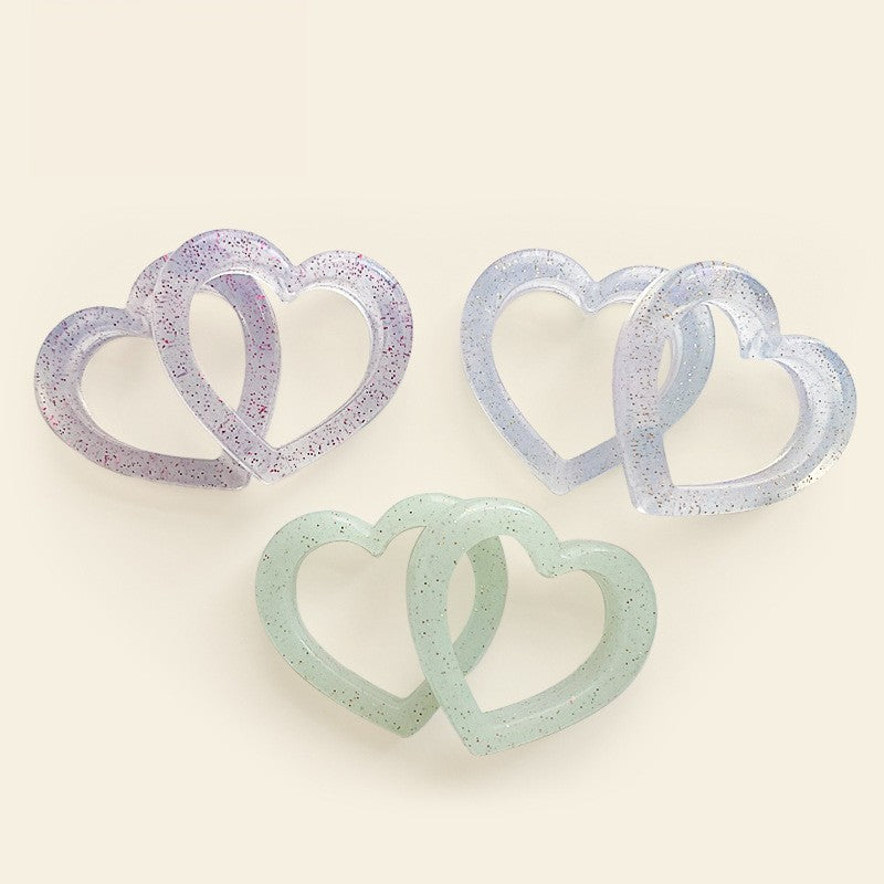 Circle Love Glitter Silicone Focal Beads Glitter Design 10pcs