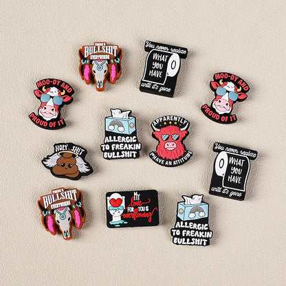 Silicone Focal Beads Fun Text Playful Quotes Cartoon Style 20pcs 4