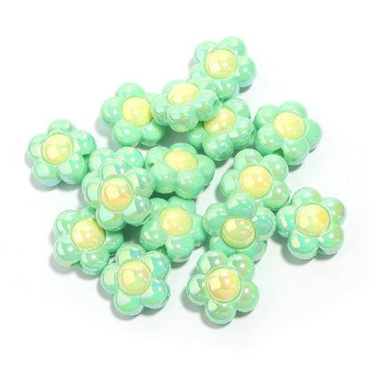 Cartoon Flower Acrylic Beads 16mm Glossy Pastel Colors 20pcs 8