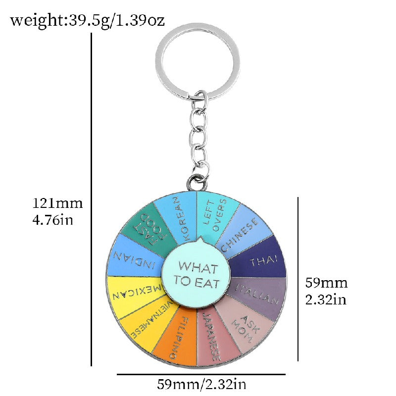 Alloy Rotating Disc What To Eat Keychain Colorful Food Choices 6
