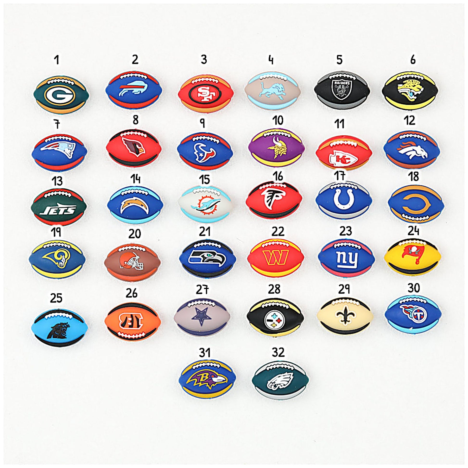 Silicone 3D NFL Focal Beads  20 pcs - 1
